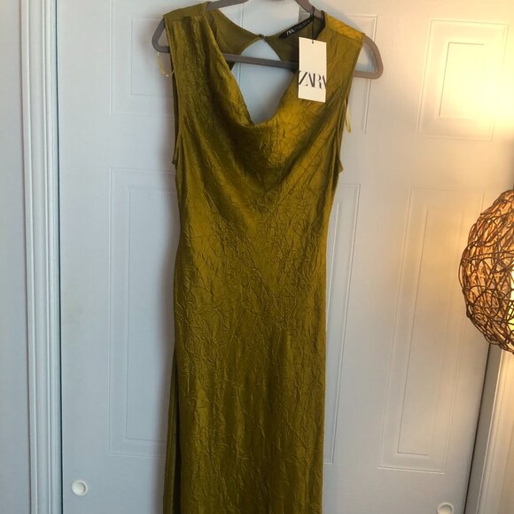 Zara Olive Backless Dress - Picture 1 of 5